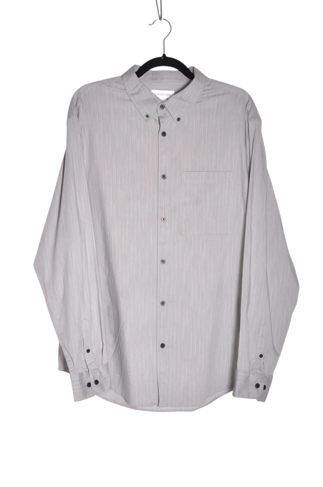 CALVIN KLEIN Men Button Down Tops Regular fit in Gray - M