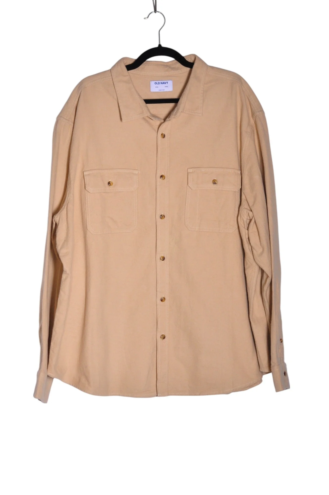 OLD NAVY Men Button Down Tops Regular fit in Beige - 3XL